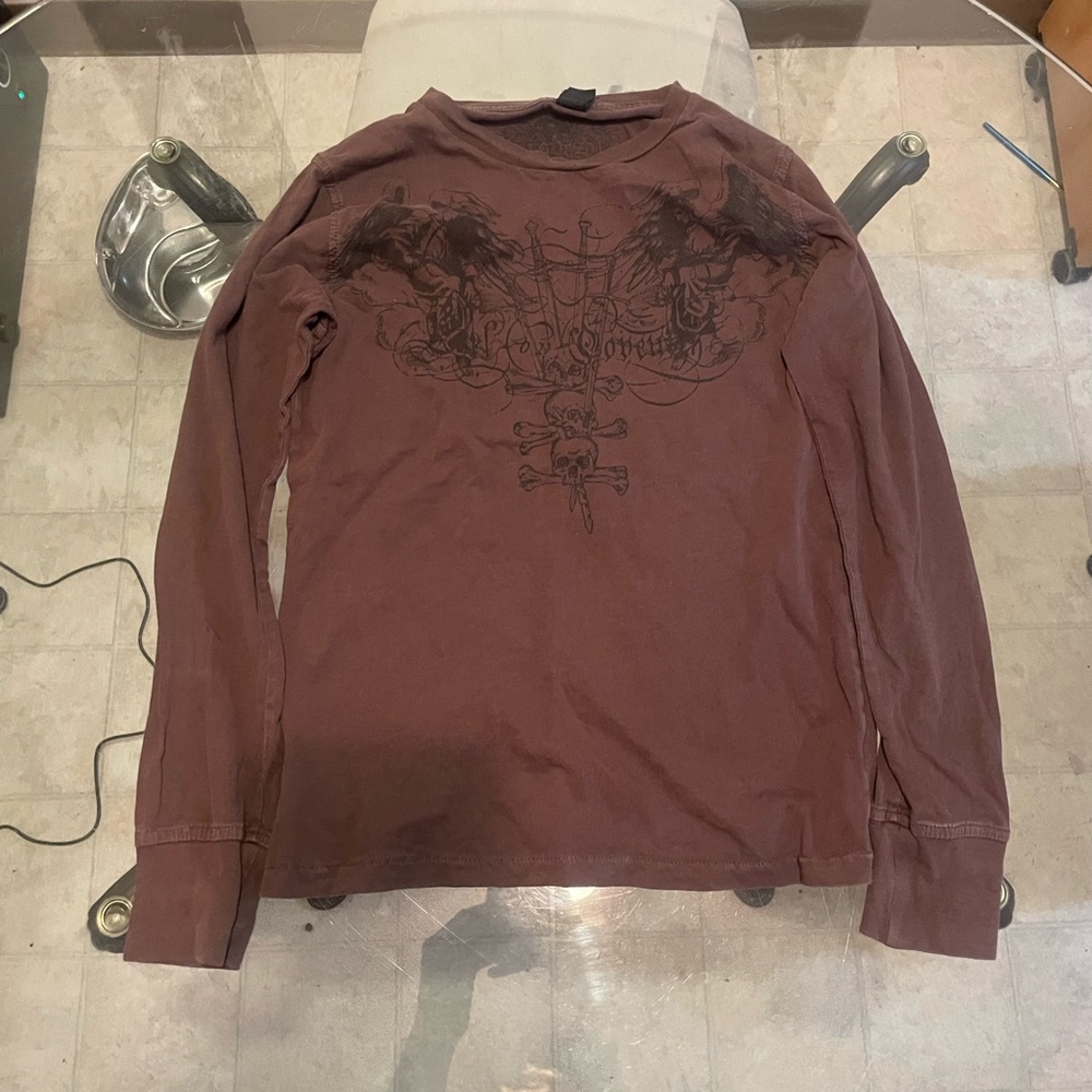 Affliction Style Brown Long Sleeve Tee